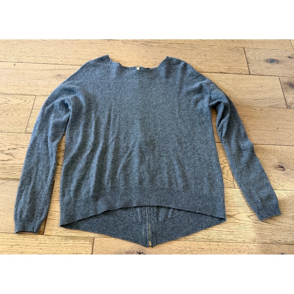 Only Mine Knit Sweater M Grey Wool Cashmere Blend Zip Back Long Sleeve‎